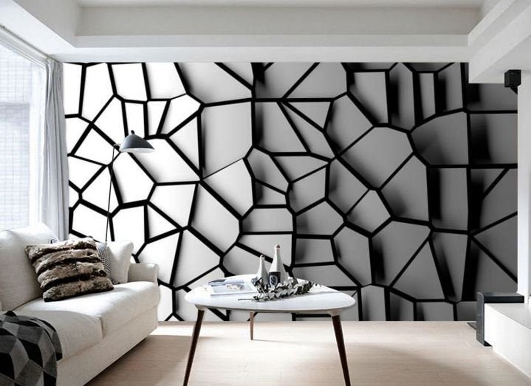 3D Gray Wall Vinyl Photo Wallpaper Modern Home Decor Large - Etsy ...