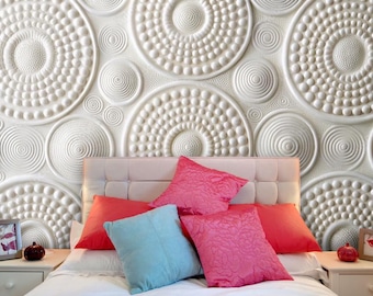 Embossed Circle Pattern Wallpaper: Modern Abstract Wall Mural