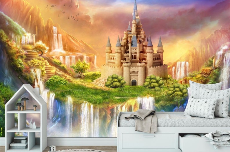 Fairytale Castle Kids Mural Vinyl Photo Wallpaper Nursery Wall | Etsy