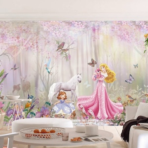 Bellissimi animali della foresta magica, principesse, fate, carta da parati, decorazione da parete per bambina, grandi murales, carta da parati fotografica per la scuola materna