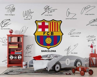 Football Player Autograph Wallpaper: Boys Room Sport Wall Mural