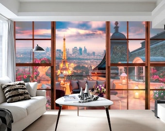 Eiffel Tower Paris View Vinyl Wallpaper Mural