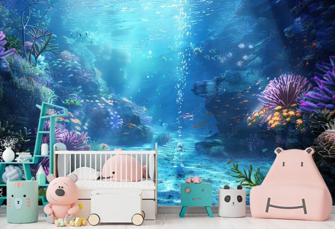 Kids Underwater World Colorful Fish Wallpaper Coral Reef Photo ...