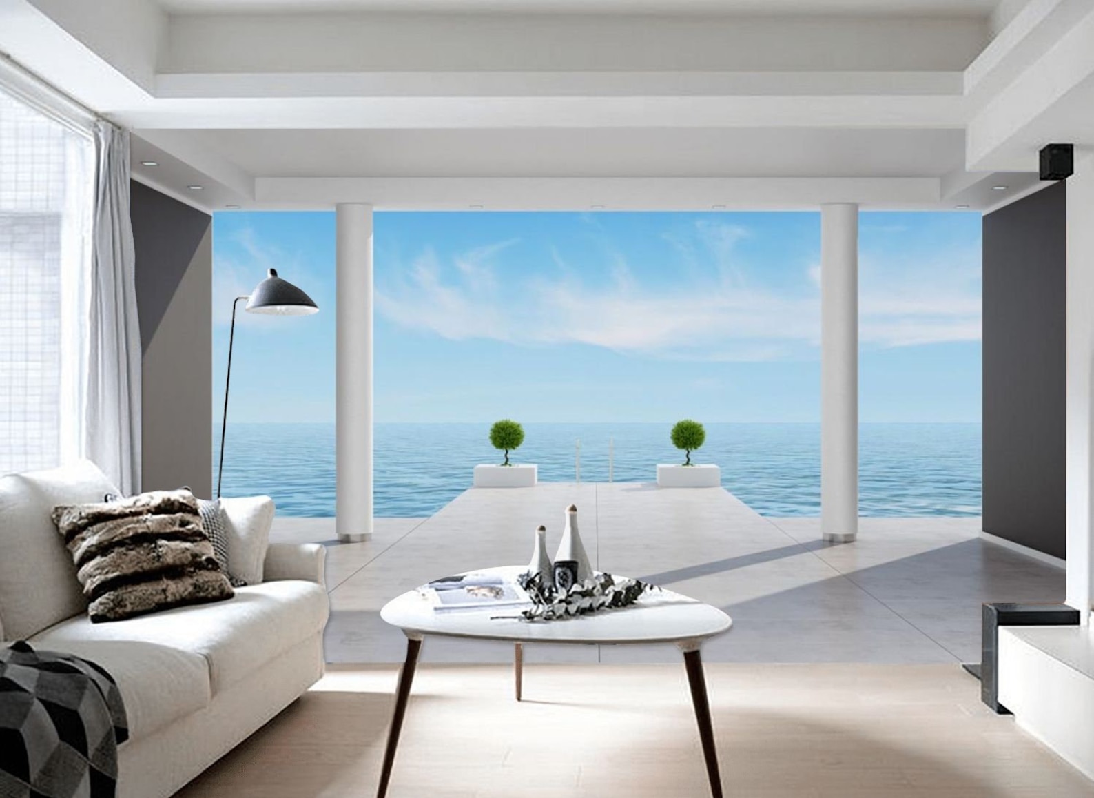 3D Sea View Photo Wallpaper Modern Wall Decor Large Wall Etsy