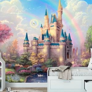 Schöne Schloss Prinzessin Baby Mädchen Wallpaper Kinder Zimmer Wand Dekor Vinyl Foto Wallpaper nicht giftig
