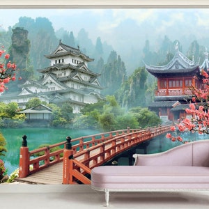 Sakura Blossom Garden Wallpaper: Japanese Wall Mural, Nature Decor