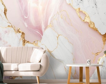 Pink Gray Marble Wallpaper: Modern Home Decor Wall Mural