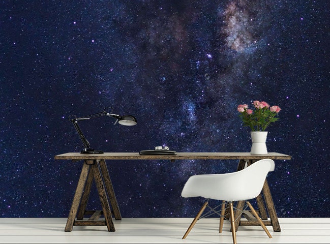 Raum Nacht Himmel Universum Sterne Wallpaper Moderne Wand Etsy