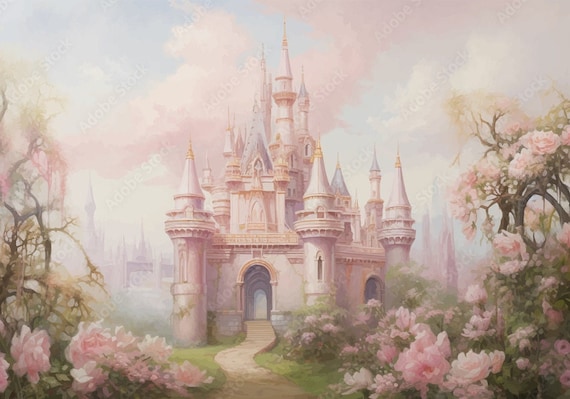 Princess Castle Magic Pink Castle in the Clouds Wallpaper