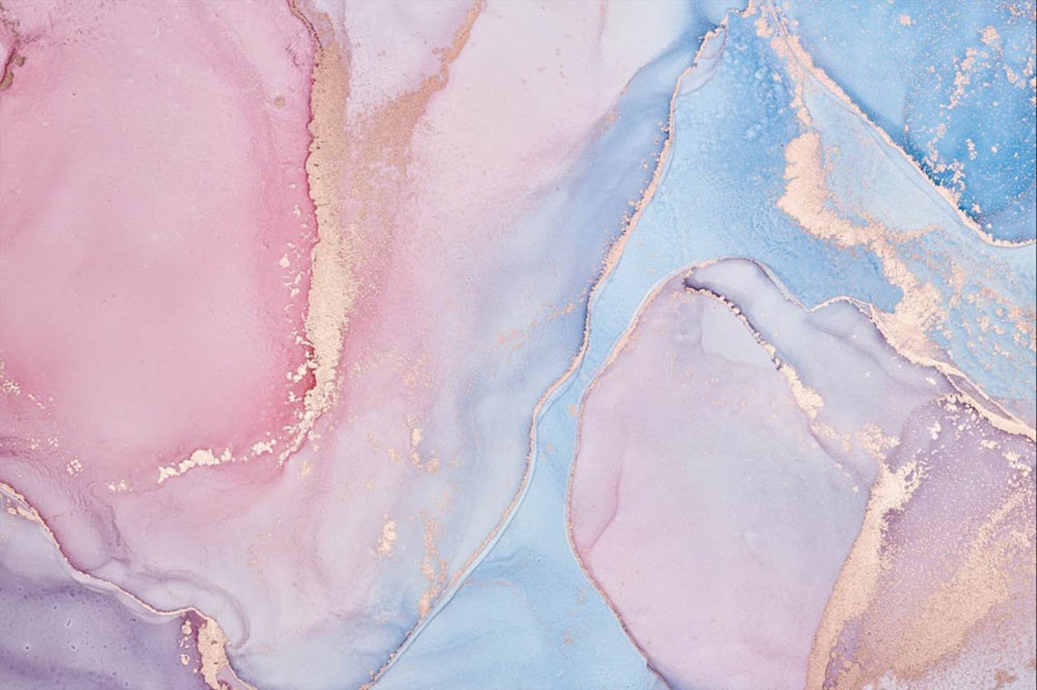 Mixed Colored Marble Fluid Art Pink Blue Gold Wallpaper Modern - Etsy
