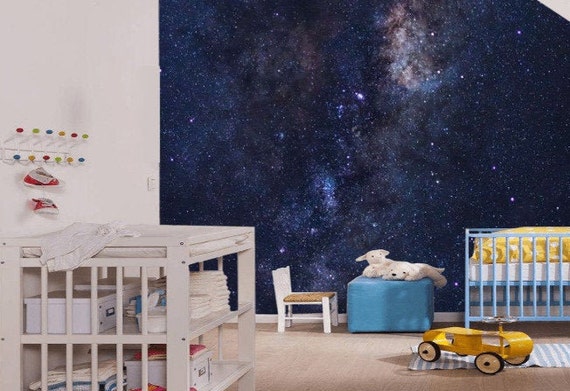 Raum Nacht Himmel Universum Sterne Wallpaper Moderne Wand Etsy