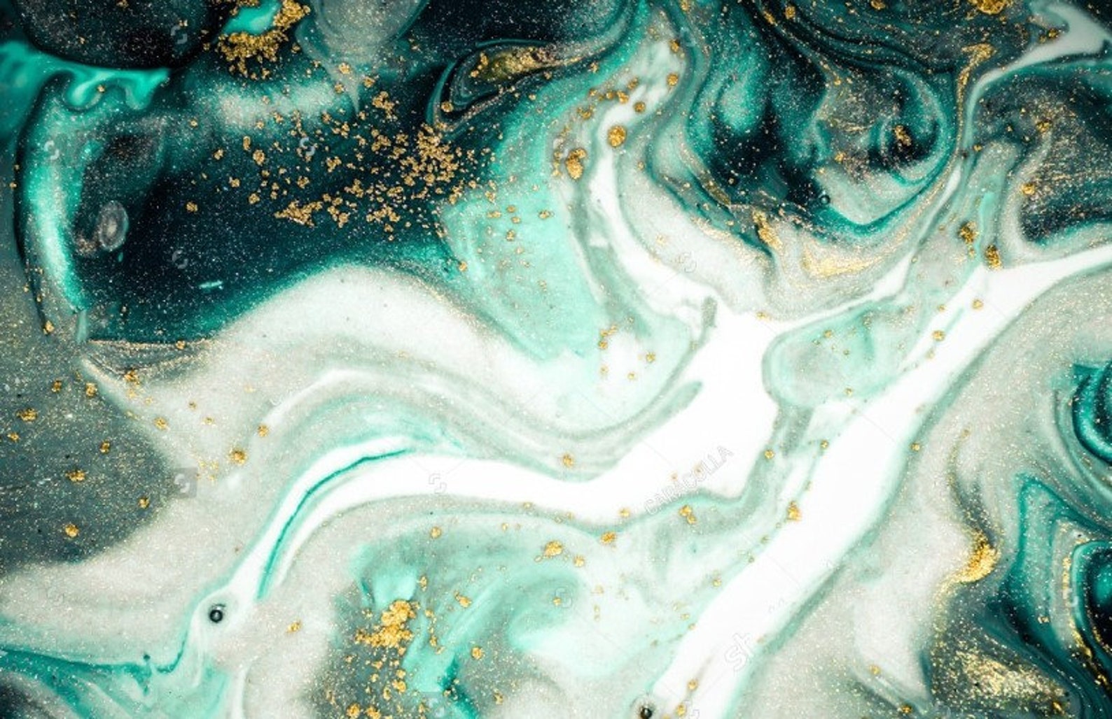 Marble Effect Wallpapers Green Mint White Gold Vinyl Photo - Etsy