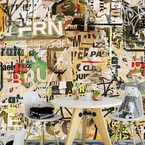 Carta da parati Graffiti Art Decorazione da parete Graffiti Street Art Camera per adolescenti Carta da parati Graffiti Carta da parati fotografica dal design esclusivo con stampa giovanile