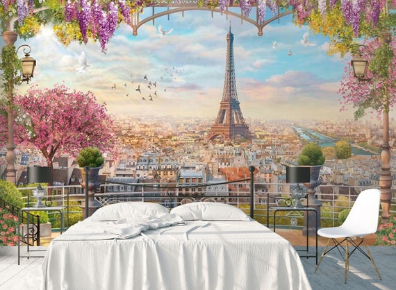Paris Eiffel Tower Wallpaper Modern Wall Decor Beautiful View - Etsy Denmark Paris Eiffel Tower Wallpaper Modern Wall Decor Beautiful View - Etsy Denmark