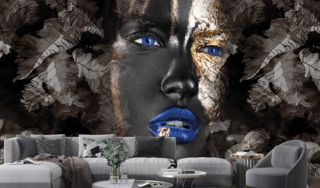 Art Wallpaper Girl Face Modern Wall Decor Stylish Beauty Salon - Etsy