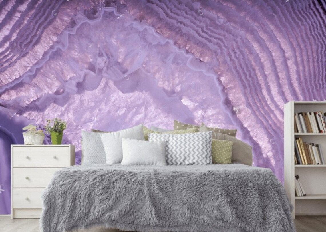 Lavender Crystal Quartz Wall Murals Modern Wall Decor Purple Etsy