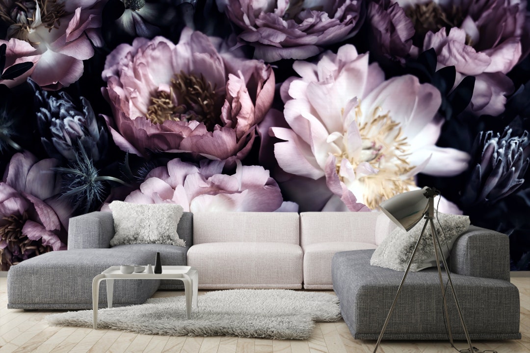 Vintage Bouquet Peonies Wallpaper Floral Decoration Modern - Etsy