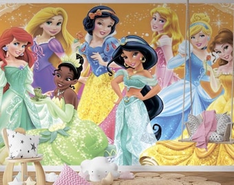 プリンセス保育園の壁画：ビニール製の子供部屋用壁紙