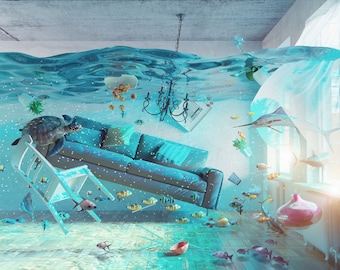 Underwater Fantasy Room Wallpaper: Kids/Teen Modern Wall Decor