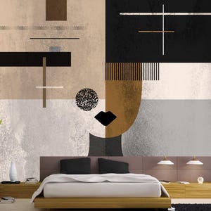 Abstract Face Vinyl Wallpaper: Art Nouveau Style Wall Mural