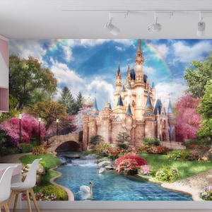 Fairytale Castle Wallpaper Mural: Princess Girl Room Decor