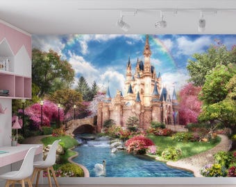 Magic Princess Castle Fairyland Wallpaper Modern Wall Decor Baby Girl Room Photo Wallpaper Magic Tower Large Wall Murals Personalization
