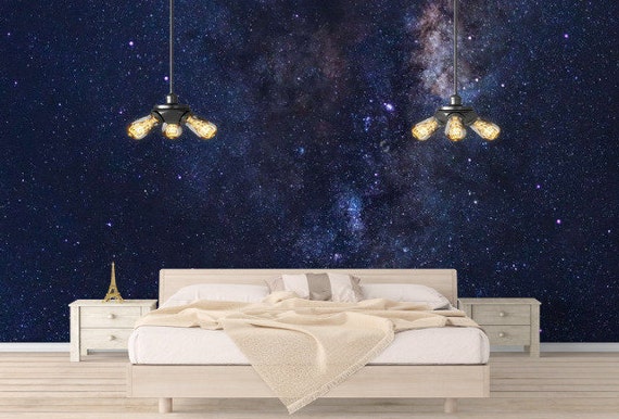 Raum Nacht Himmel Universum Sterne Wallpaper Moderne Wand Etsy