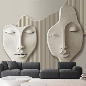 Arte astratta Viso Beige Carta da parati Decorazione moderna da parete Elegante salone di bellezza Foto carta da parati Viso di donna 3D Grandi murales da parete Scintille