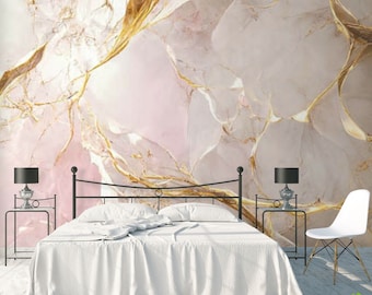 Rose Pink Marble Wallpaper: Abstract Sparkle Wall Mural