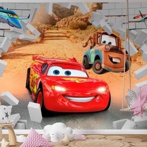 Cars Wallpaper Boys Room Nursery Wall Decor Wall Mural Kids Car Wall Art Custom Name Boys Nursery Playroom Photo Wallpaper Large Wall Mural