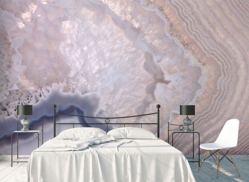 Rose Quartz Wall MuralsRose Crystal WallpaperModern Wall Etsy