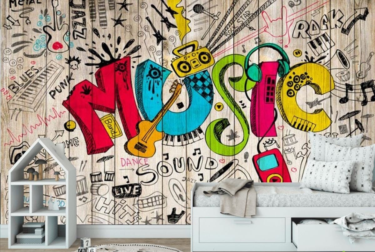 Amazon.com: Murwall Kids Wallpaper Cartoon Piano Wall Mural