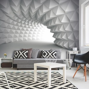 3D Tunnel Architecture White Grey Wallpaper Modern Wall Decor 3D Effect Vinyl Photo Wallpaper Premium Quality Abstract Large Wall Murals