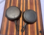 Vintage Set of Cast Iron Skillet Size 3 Unmarked Wagner Ware and Lodge