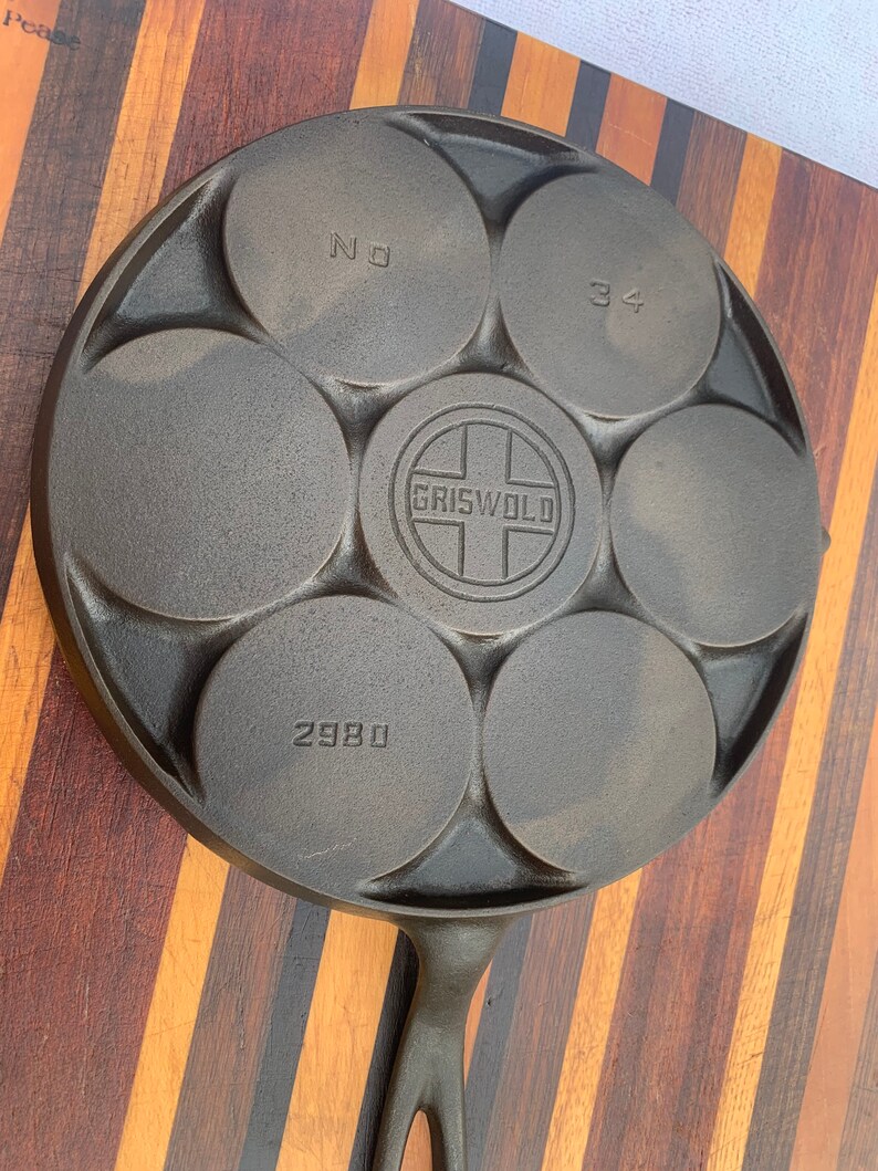 Griswold No34 Plett Cast Iron Pan Biscuit Griddle Swedish Etsy