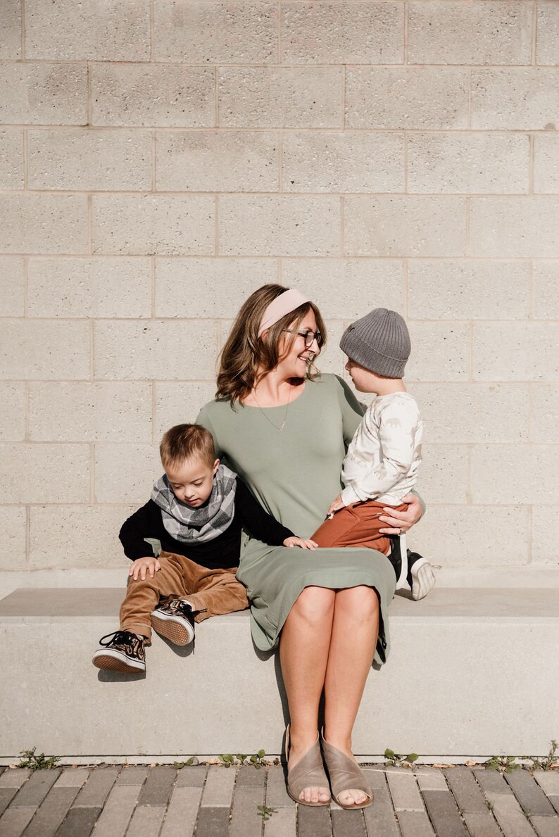 Woman/'s Sage Green Long Sleeve T-Shirt Dress Ladies Pocket Dress Stylish Women Clothes