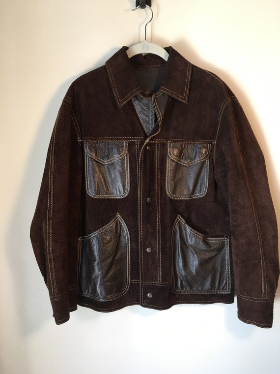 Reversible suede & pleather 70's jacket