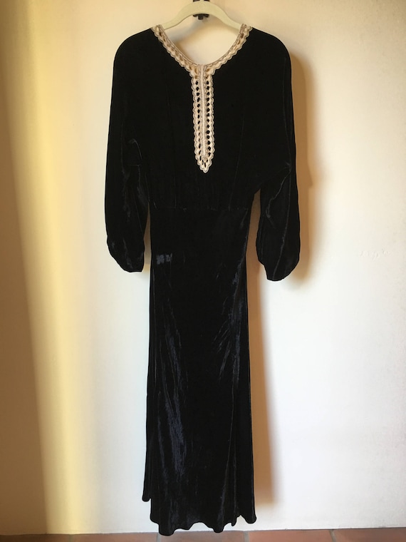 Black silk, velvet 20's gown