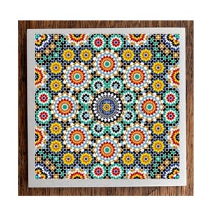 Mediterranean Mosaic Circle Design - Plain Ivory coloured Porcelain Trivet (choice of 1-6) | Handmade | Home | Saucepan | Casserole Dish |