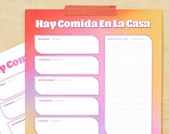 Hay Comida En La Casa Meal Planner Digital Download - English Spanish Spanglish Grocery List Food Diary Printable DIY