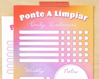 Ponte A Limpiar Chore Chart Digital Download - English Spanish Spanglish To-Do List Quehacer Printable