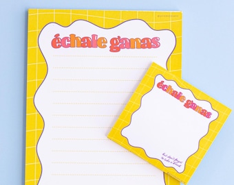 Echale Ganas Spanglish Notepad & Blank Sticky Notes - Stationery, Latina Gifts, Graduation, Promotion, Jefa