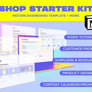 NOTION SHOP PLANNER (+ Lieferantenliste!) | Produktbasierte Business-Vorlage, Etsy Verkäufer, Shopify, E-Kommerz, Inhalt Kalender, Small Business