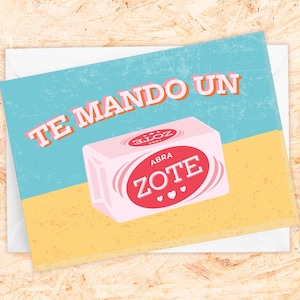 Abrazote Greeting Card | Spanglish Hispanic Latina Gift Mom Dad Abuelo Abuela Friendship Amor Love Zote Soap Funny Hug Sympathy Valentine