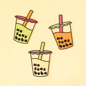 No Seas Boba 3 Sticker Pack Boba Milk Tea, Thai Tea, Matcha, Clear Stickers, Spanglish, Hispanic, Latinx, Spanish, SGV, 626 image 1