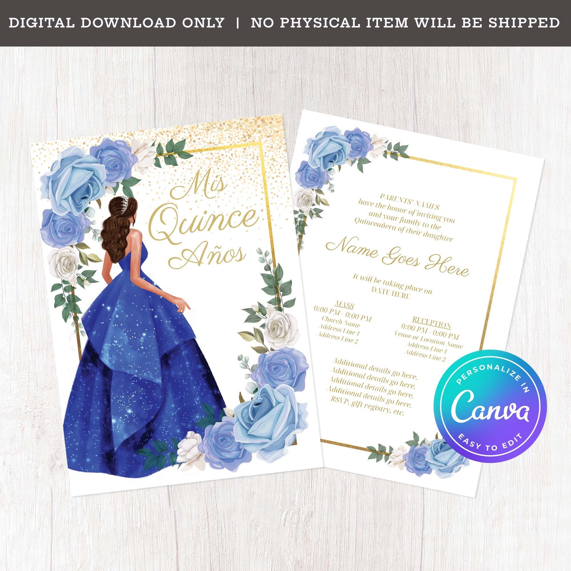 Blue Watercolor Invitations with Envelopes (25 Pack) Blank Invites Cards  All Occasions 5x7 - Paper Clever Party 