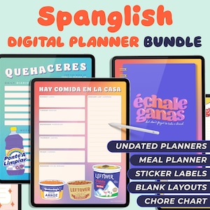 Ultimate Spanglish Digital Bundle | Latina, Bilingual, Undated Planners, Planner Sheets, Stickers | iPad GoodNotes 5 Noteshelf PDF Spanglish