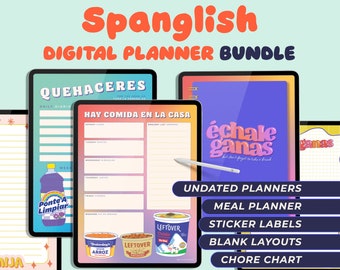 Ultimate Spanglish Digital Bundle | Latina, Bilingual, Undated Planners, Planner Sheets, Stickers | iPad GoodNotes 5 Noteshelf PDF Spanglish