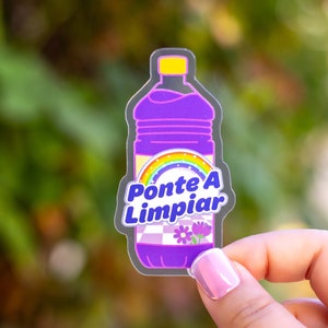 Ponte A Limpiar Sticker | Latinx Hispanic Latina Mom Fabuloso Cleaning Cumbias Barrio Mexican Chicano Abuelita Purple Saturday Morning