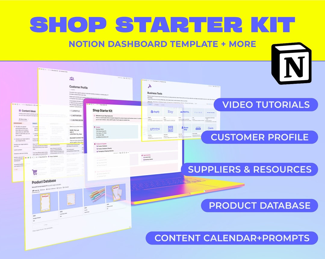 Notion Shop Planner Template: Product Business Starter Kit - Etsy